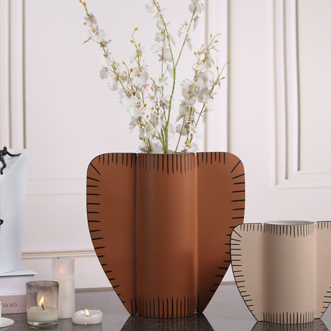 Leather Vase-Dry & Fresh-L by BEACON, showcasing a sleek, textured leather vase with a modern design for home decor.