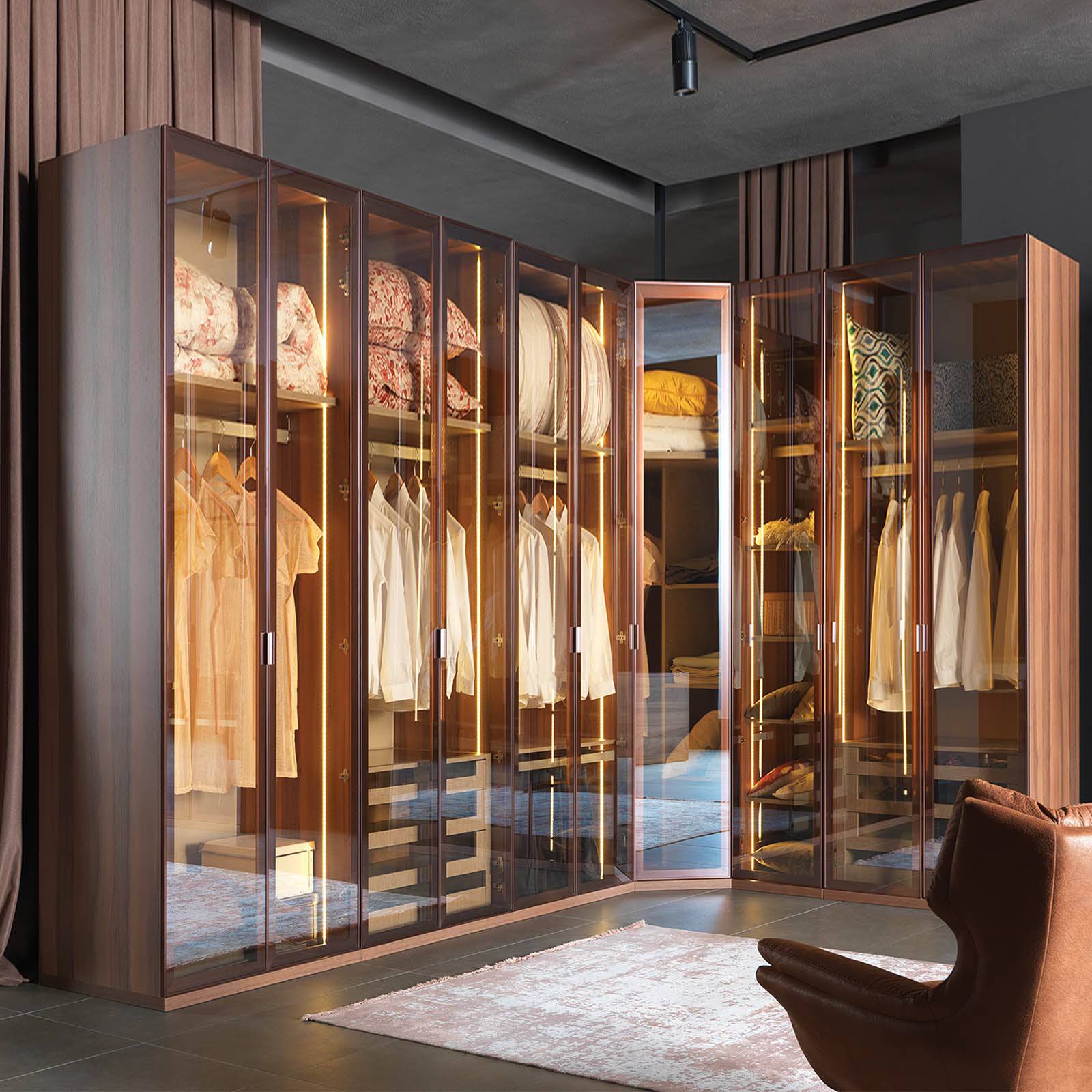 Block Cabinet Corner Module with LED & Glass Door - Block-Corner - Cabinets - ebarza Furniture UAE | Shop Modern Furniture in Abu Dhabi & Dubai - مفروشات ايبازرا في الامارات | تسوق اثاث عصري وديكورات مميزة في دبي وابوظبي