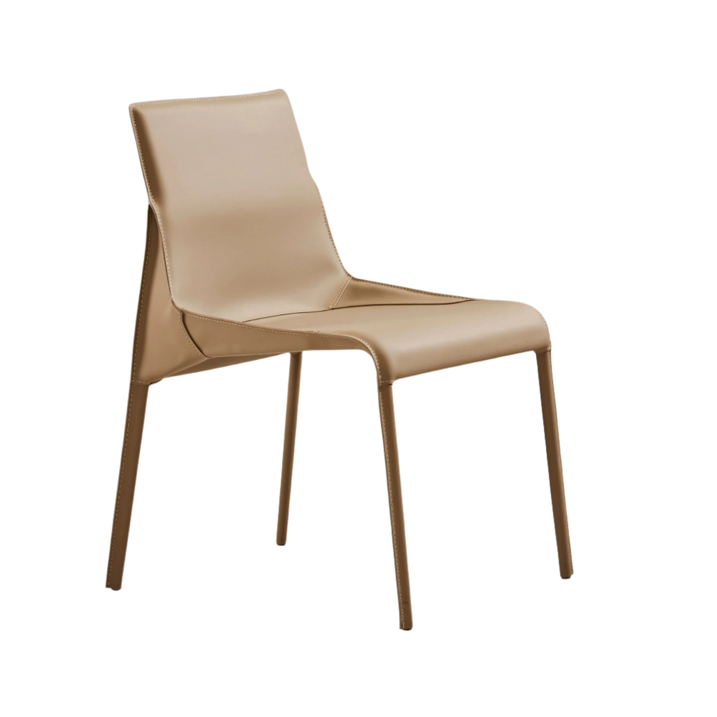 BEACON Leon Dining Chair DC021, modern lounge chair with sleek design and wooden legs, on a neutral background.