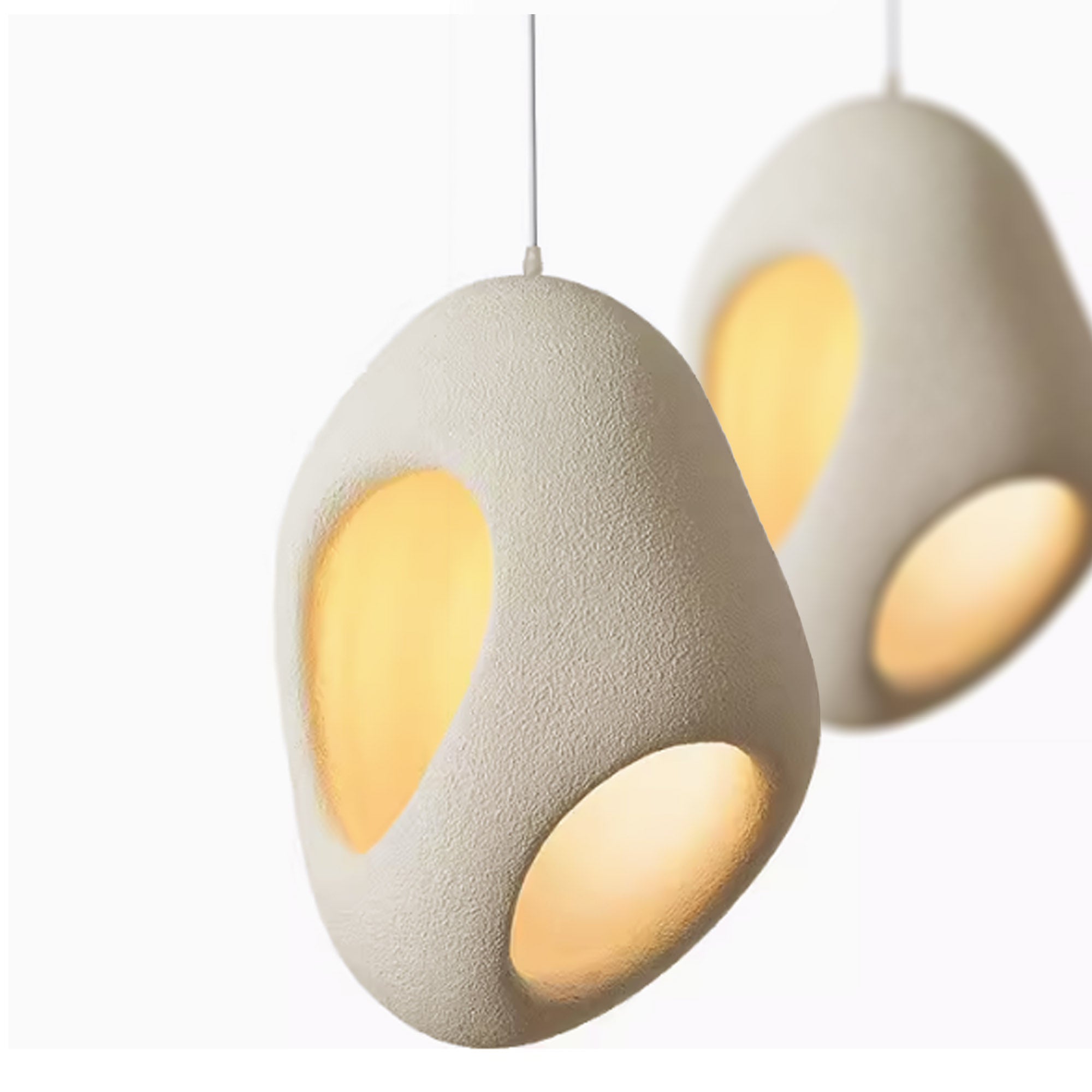 Wabi Sabi Resin Pendant Light HTD-IP1386012 D28*H39cm Beige - Pendant Lamps - ebarza Furniture UAE | Shop Modern Furniture in Abu Dhabi & Dubai - مفروشات ايبازرا في الامارات | تسوق اثاث عصري وديكورات مميزة في دبي وابوظبي