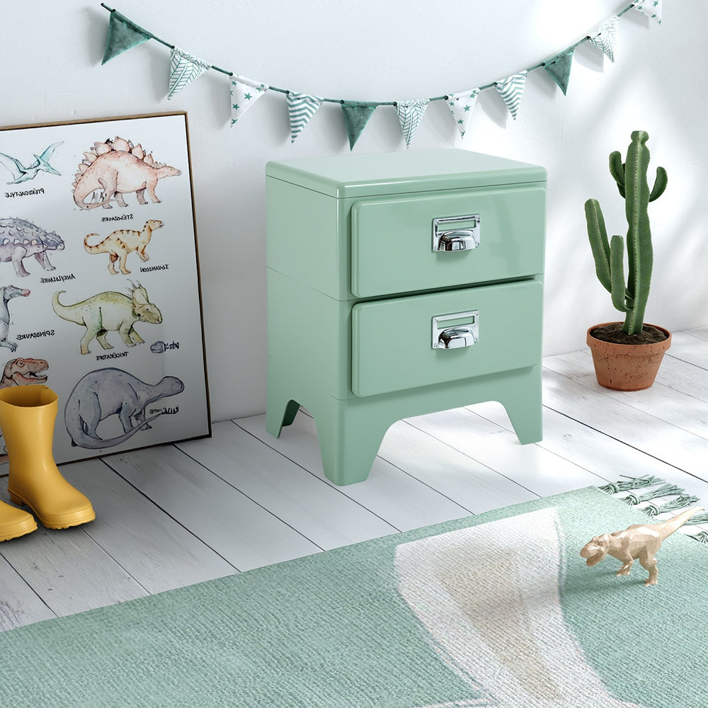 Lighet Green ABS side table by RUDI, modern bedside table with sleek green finish and minimalist design.