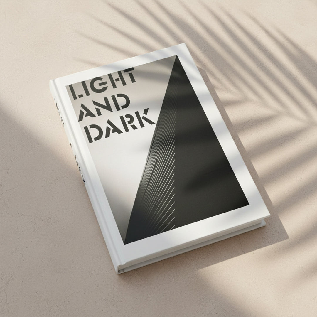 Light and dark decorative book from BEACON, FY-15, part of decorative books and magazines collection, featuring contrasting cover design.
