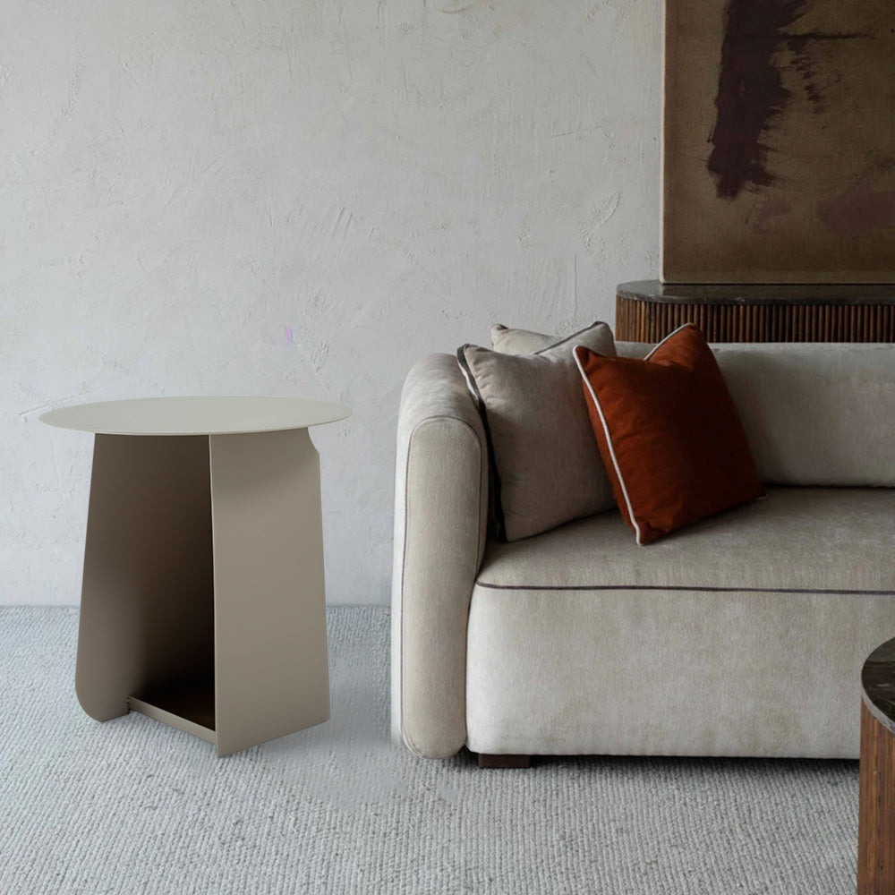 Light brown RUDI GT-551 side table with a sleek design, smooth surface, and sturdy legs, perfect for living room or bedroom.