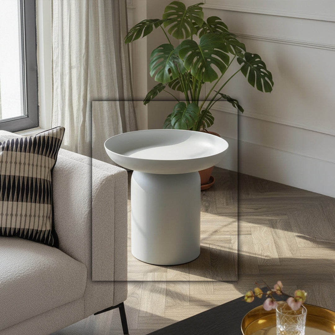 Lime white RUDI GT-490 side table with a modern design, featuring a sleek surface and sturdy legs.