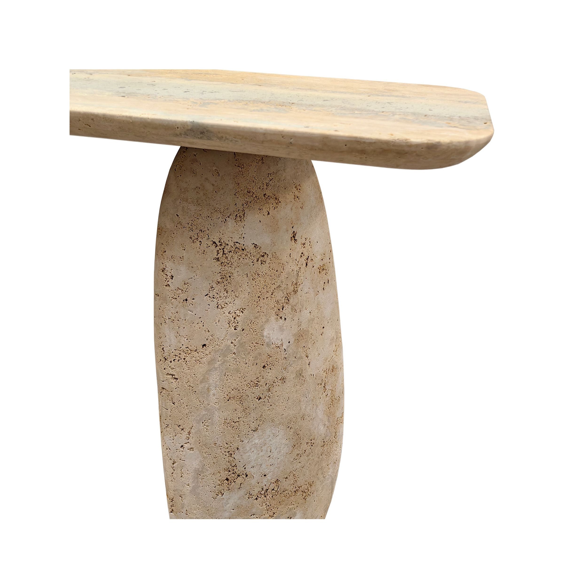 As Is - Lisbon Travertine Console Table - 495DTS-160cm - DISPLAY ITEM - ebarza Furniture UAE | Shop Modern Furniture in Abu Dhabi & Dubai - مفروشات ايبازرا في الامارات | تسوق اثاث عصري وديكورات مميزة في دبي وابوظبي