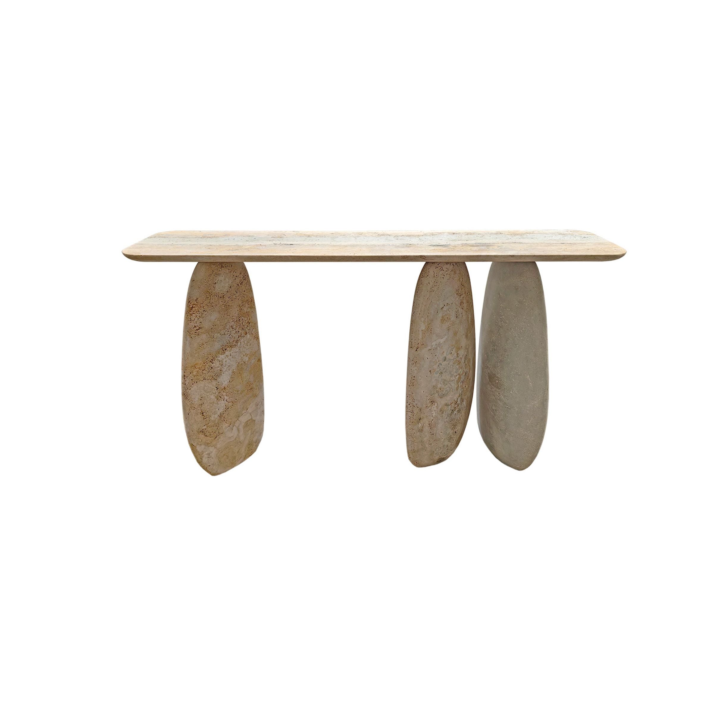 As Is - Lisbon Travertine Console Table - 495DTS-160cm - DISPLAY ITEM - ebarza Furniture UAE | Shop Modern Furniture in Abu Dhabi & Dubai - مفروشات ايبازرا في الامارات | تسوق اثاث عصري وديكورات مميزة في دبي وابوظبي