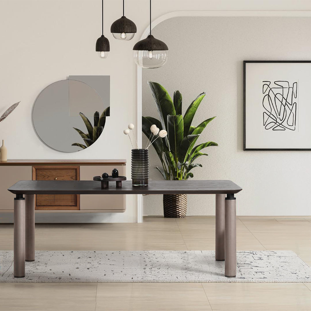 Ecole Living LİYA Dining Table display item featuring a modern wooden design, showcasing the table from a side angle.