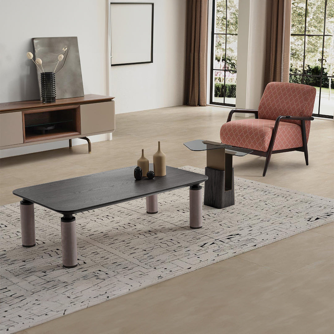 ECOLE LIVING LİYA side table EL-ST-002 with a sleek wooden surface and modern design, perfect for living room or bedroom.