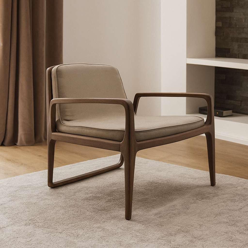 Loft Solid Wood Lounge Chair Loft-Beige - Lounge Chairs - ebarza Furniture UAE | Shop Modern Furniture in Abu Dhabi & Dubai - مفروشات ايبازرا في الامارات | تسوق اثاث عصري وديكورات مميزة في دبي وابوظبي