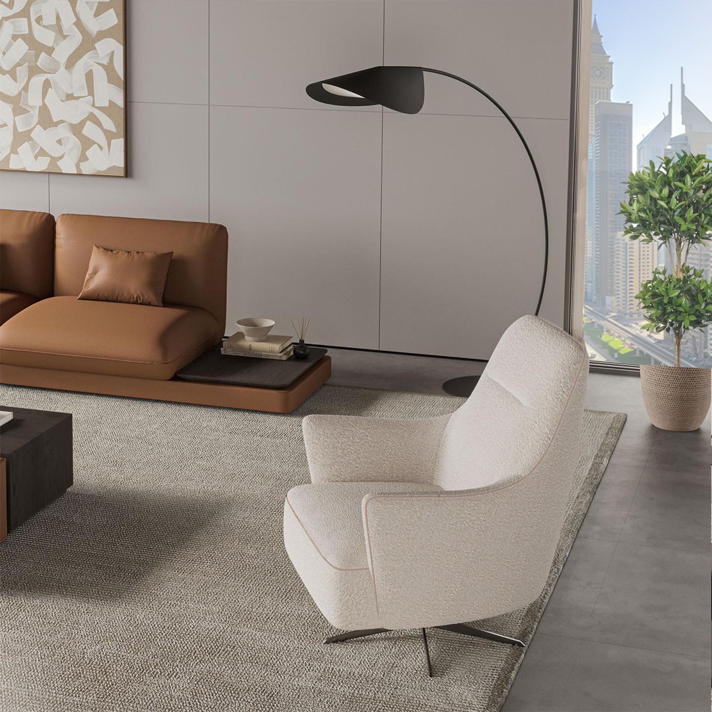 Loretta Single Module without Arm for Lortetta Sofa YOLRTA-SMNA-Beige - Sofas - ebarza Furniture UAE | Shop Modern Furniture in Abu Dhabi & Dubai - مفروشات ايبازرا في الامارات | تسوق اثاث عصري وديكورات مميزة في دبي وابوظبي