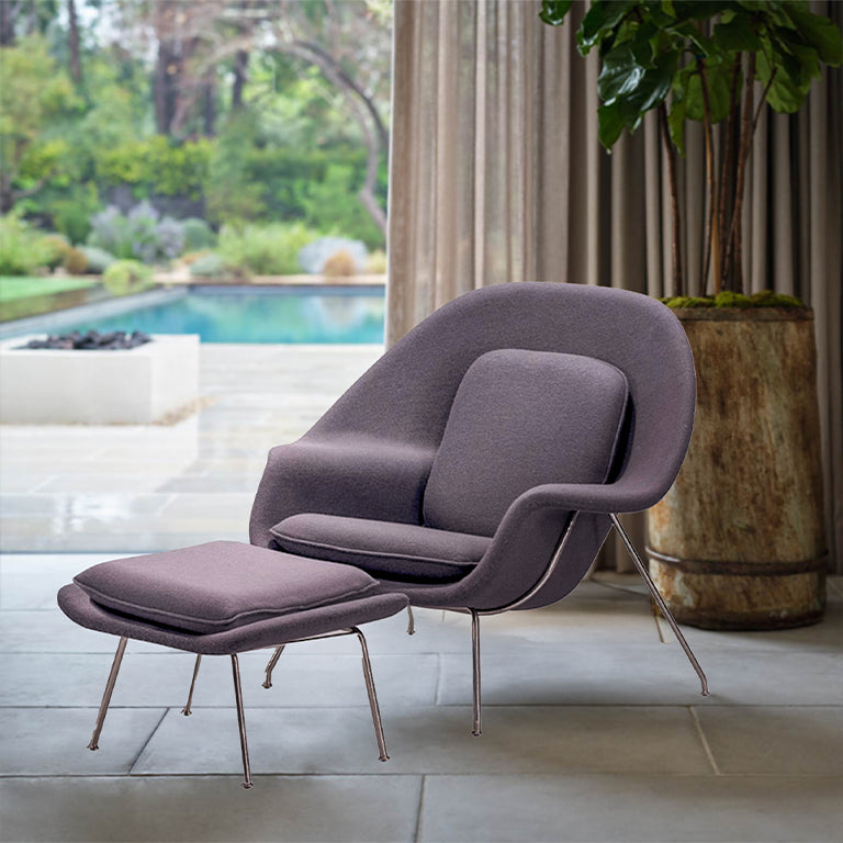 Lounge Chair And Ottoman Bp8034-Gr - Lounge Chairs - ebarza Furniture UAE | Shop Modern Furniture in Abu Dhabi & Dubai - مفروشات ايبازرا في الامارات | تسوق اثاث عصري وديكورات مميزة في دبي وابوظبي