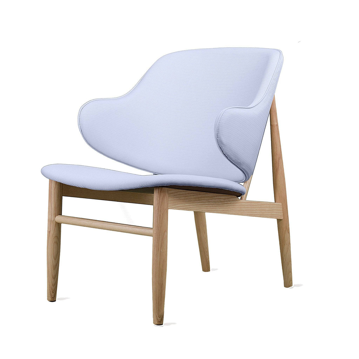 Display lounge chair with solid ash wood base by BEACON, featuring a modern design and plush seating.
