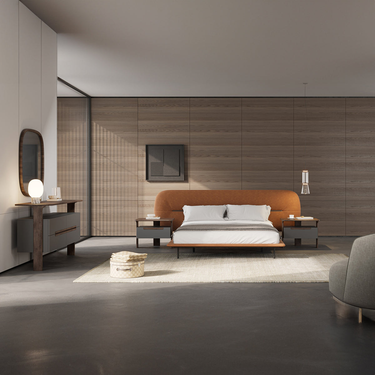 Orange King Size Bedstead by YOL LIVING, sturdy wooden frame with modern design for comfortable sleeping.