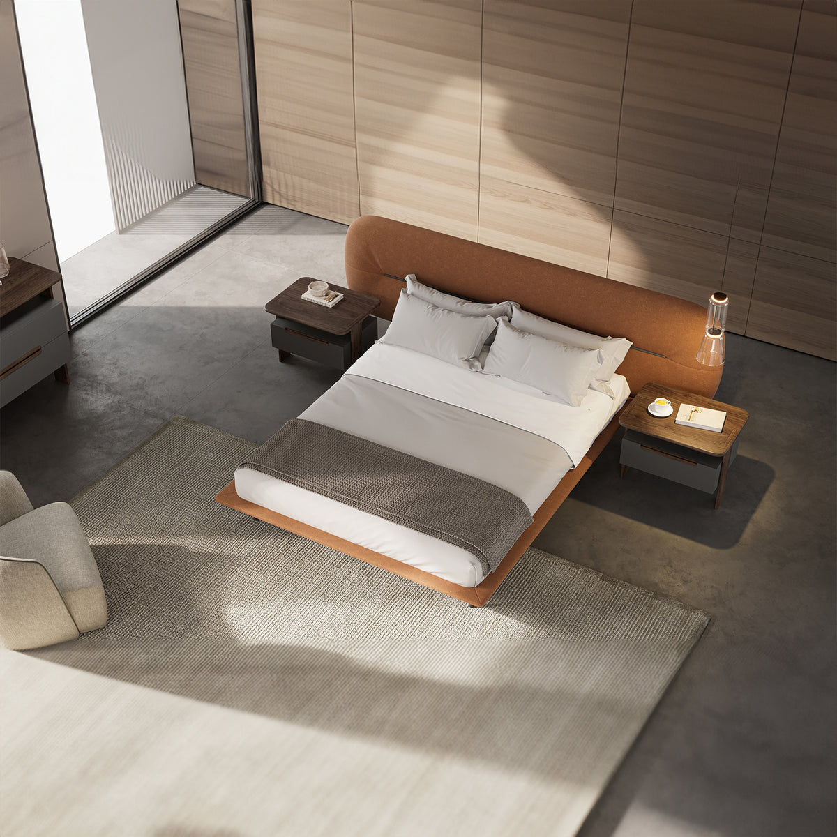 Orange Lova King Size Bedstead by YOL LIVING, stylish wooden frame with a modern design for bedroom decor.