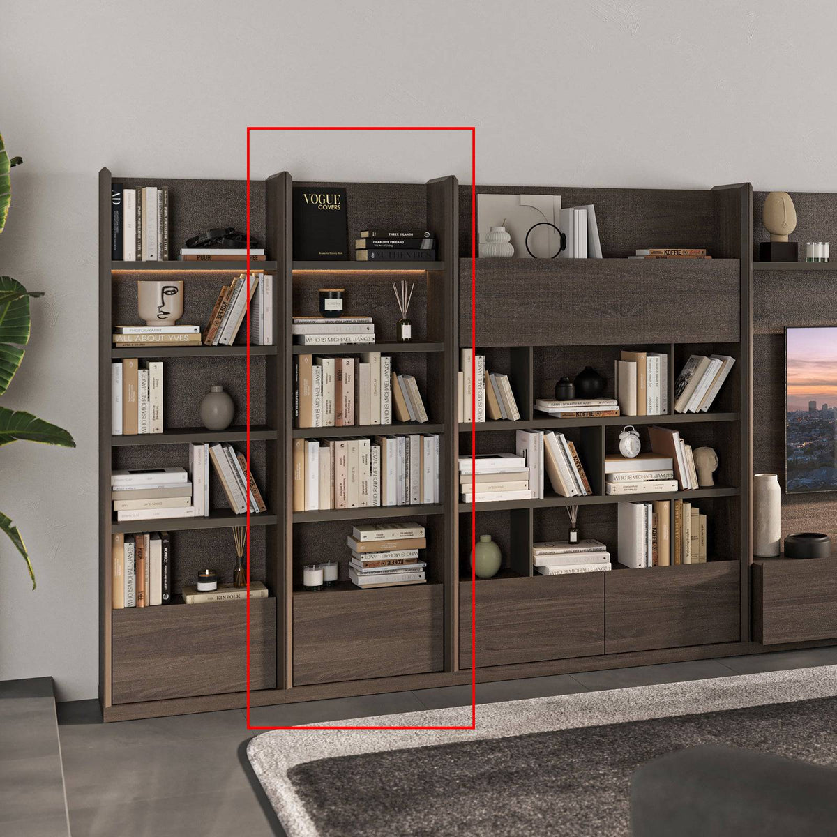Saloni Luis Wall Unit Shelf Module Luis-60 showing modern wooden shelves with open storage compartments.