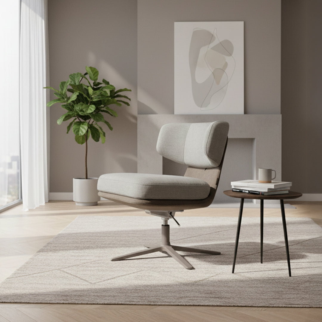 BEACON Luna Lounge Chair HJD-5278 with sleek modern design, upholstered seat, and wooden legs for stylish relaxation.