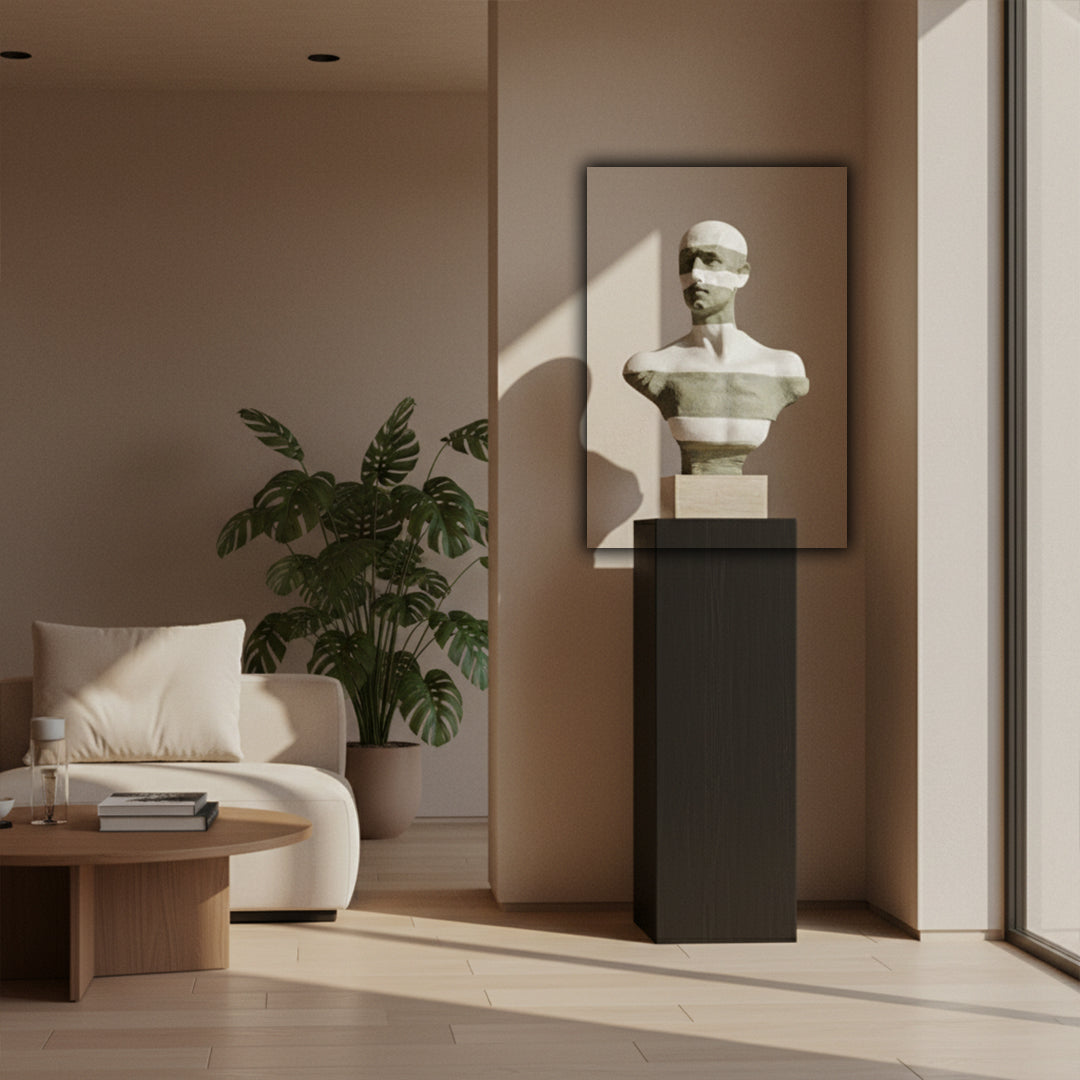 Male bust ornament from BEACON home decor figurines, detailed sculpture of a male figure for decorative display.