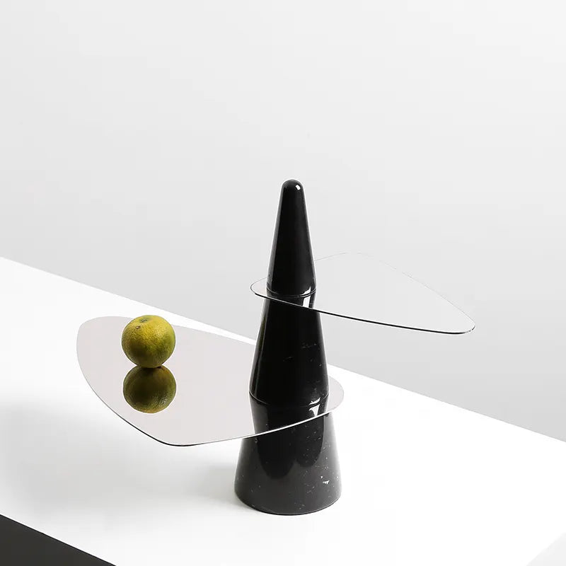 Marble & Stainless Steel Double Tiered Tray - Chrome FC-W22019A - Trays - ebarza Furniture UAE | Shop Modern Furniture in Abu Dhabi & Dubai - مفروشات ايبازرا في الامارات | تسوق اثاث عصري وديكورات مميزة في دبي وابوظبي