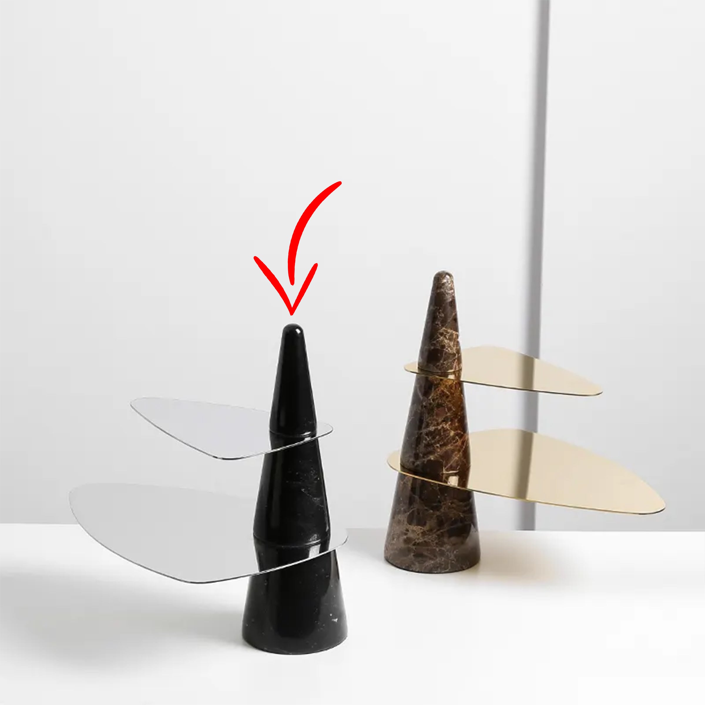 Marble & Stainless Steel Double Tiered Tray - Chrome FC-W22019A - Trays - ebarza Furniture UAE | Shop Modern Furniture in Abu Dhabi & Dubai - مفروشات ايبازرا في الامارات | تسوق اثاث عصري وديكورات مميزة في دبي وابوظبي