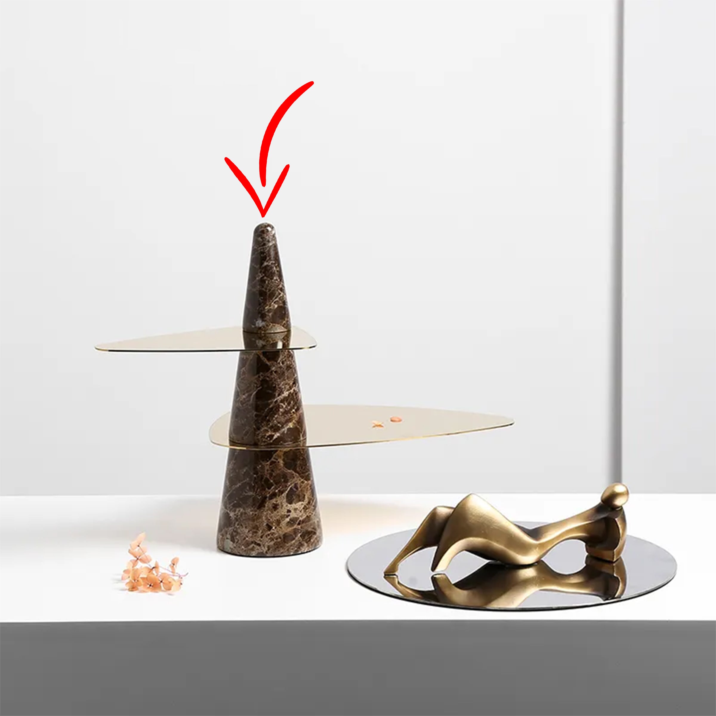 Marble & Stainless Steel Double Tiered Tray - Gold FC-W22019B - Trays - ebarza Furniture UAE | Shop Modern Furniture in Abu Dhabi & Dubai - مفروشات ايبازرا في الامارات | تسوق اثاث عصري وديكورات مميزة في دبي وابوظبي