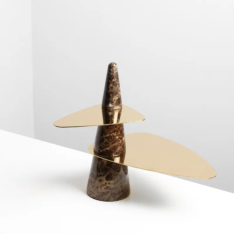 Marble & Stainless Steel Double Tiered Tray - Gold FC-W22019B - Trays - ebarza Furniture UAE | Shop Modern Furniture in Abu Dhabi & Dubai - مفروشات ايبازرا في الامارات | تسوق اثاث عصري وديكورات مميزة في دبي وابوظبي