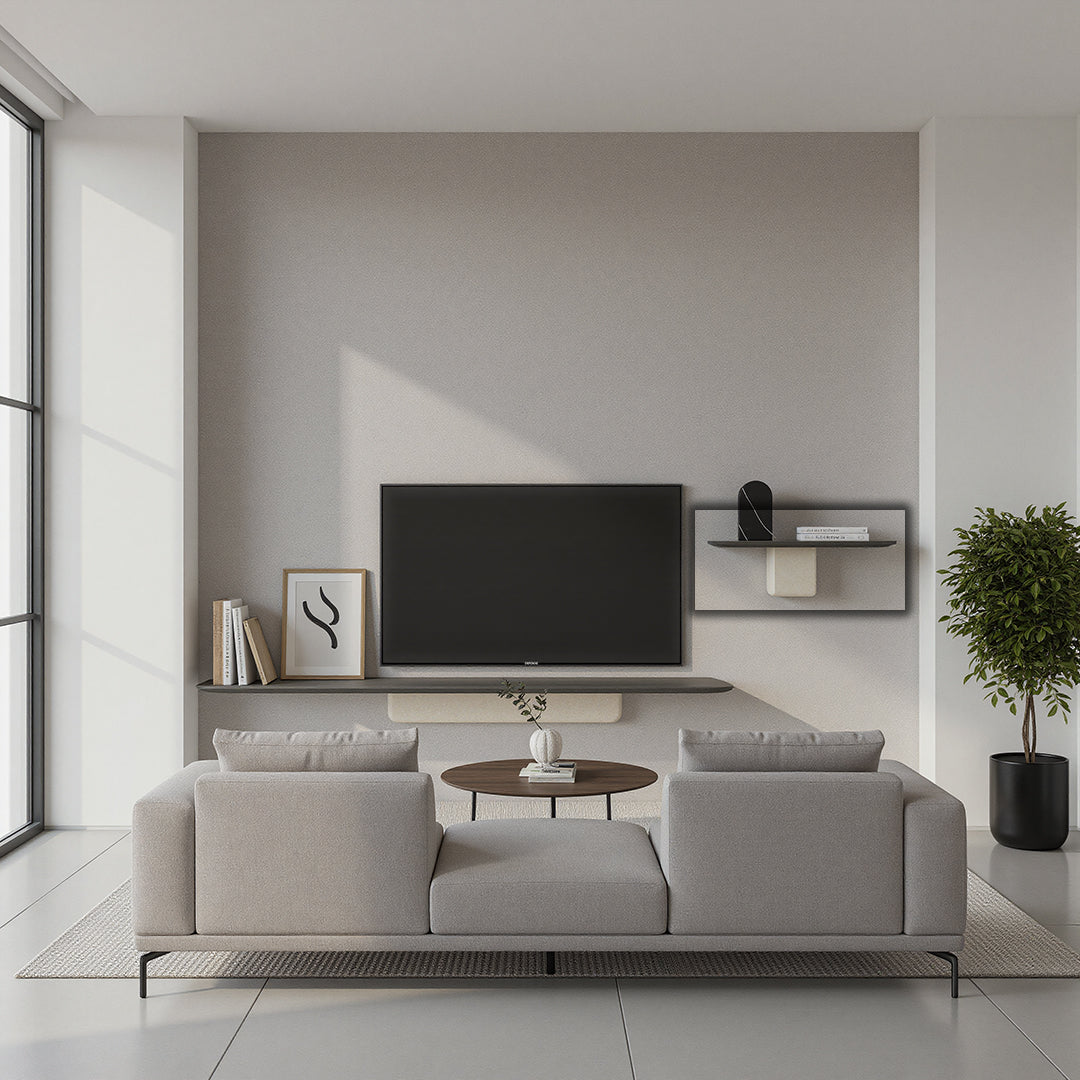 Small MARMO SHELF by ECOLE LIVING, featuring a sleek design with two shelves for stylish storage or display.