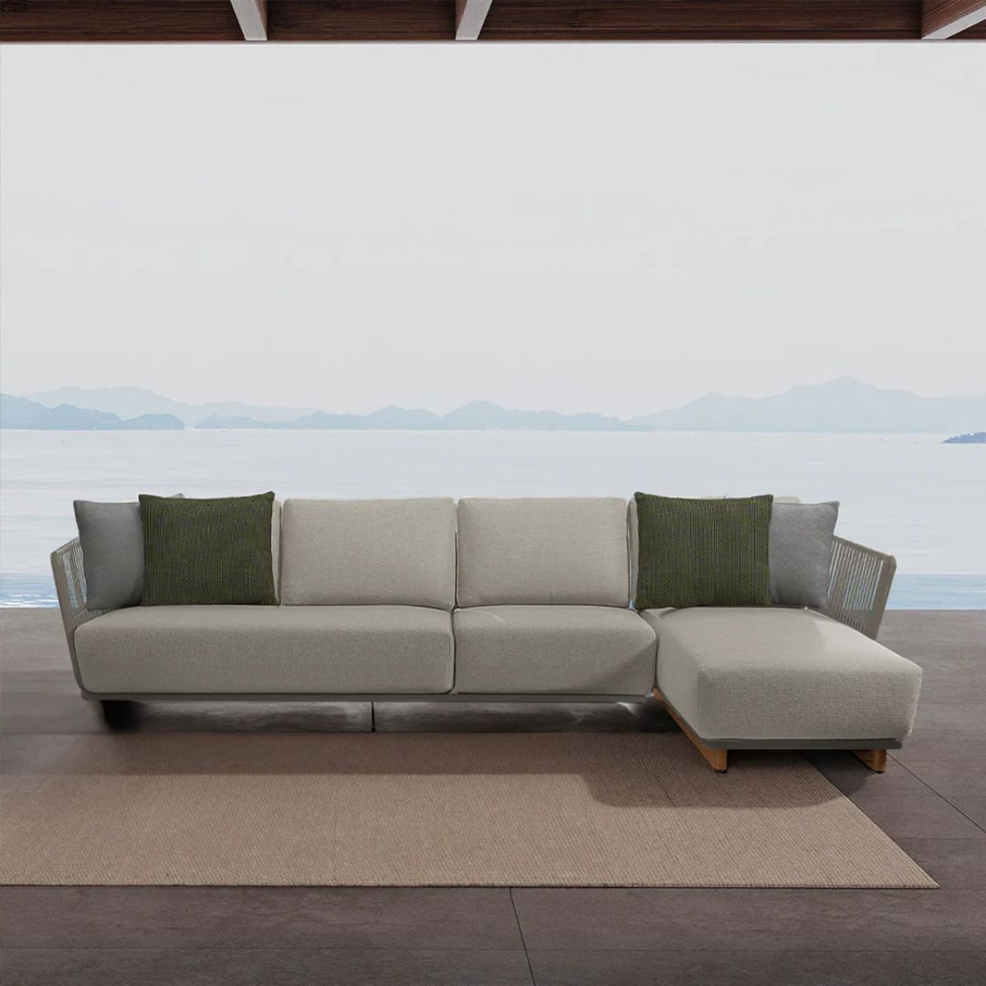 BEACON Marrakech outdoor 2-seater left arm sofa unit with cushions, weather-resistant design, ideal for patio or garden seating.
