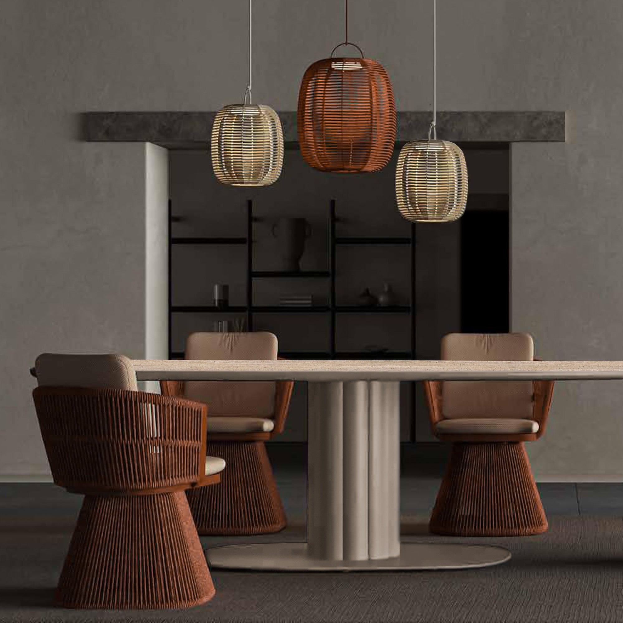 Pre-order 25 Days Delivery Marrakech Outdoor/Indoor Swivel Chair - AC5879N111ROP-ORANGE - Armchairs - ebarza Furniture UAE | Shop Modern Furniture in Abu Dhabi & Dubai - مفروشات ايبازرا في الامارات | تسوق اثاث عصري وديكورات مميزة في دبي وابوظبي