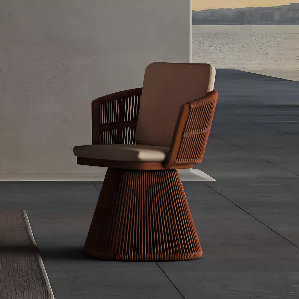 BEACON Marrakech outdoor and indoor swivel armchair in vibrant orange with a modern design, perfect for patio or living room.