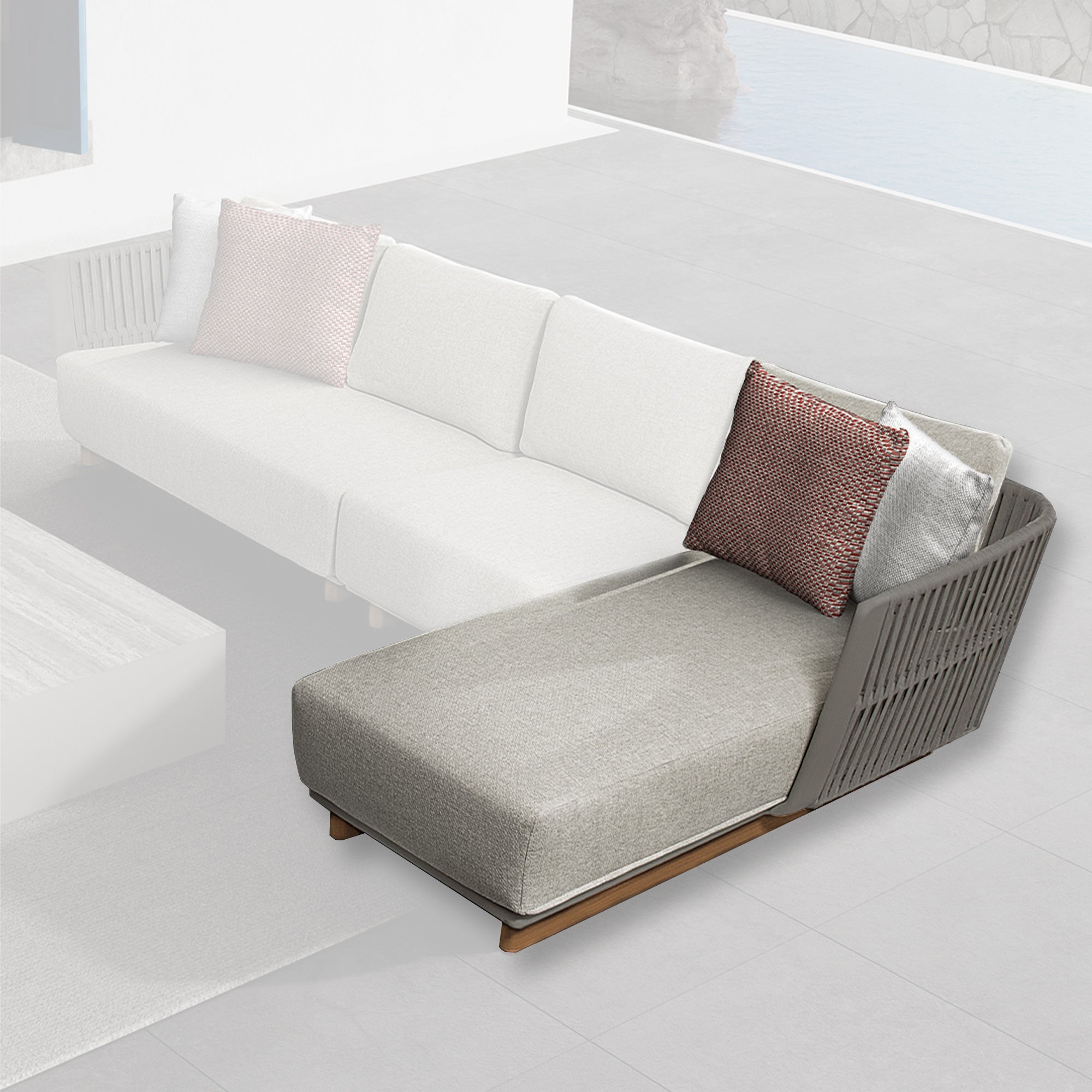 Marrakech Outdoor Right Short Arm Unit - AS5879A88ROP - Sofas - ebarza Furniture UAE | Shop Modern Furniture in Abu Dhabi & Dubai - مفروشات ايبازرا في الامارات | تسوق اثاث عصري وديكورات مميزة في دبي وابوظبي