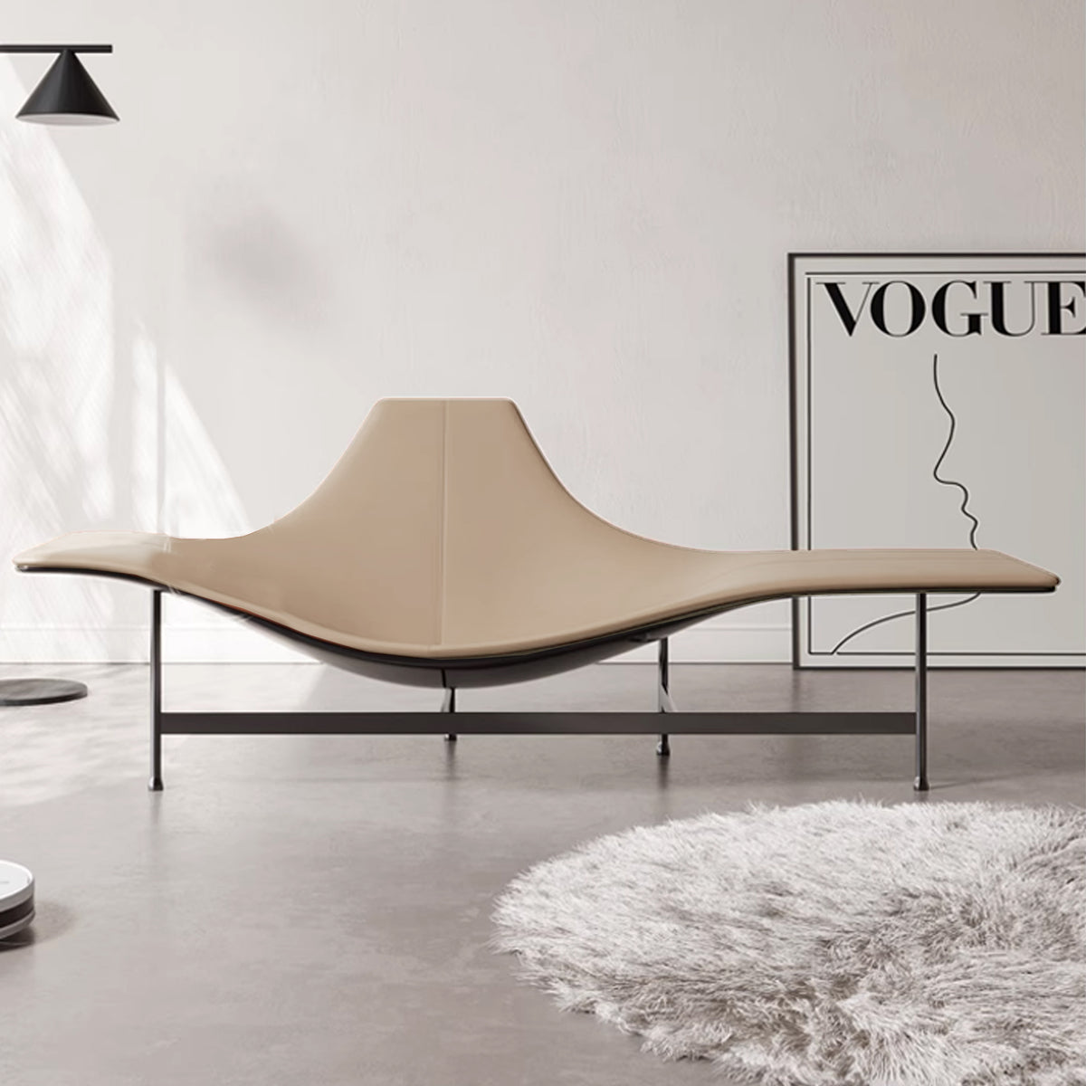 Beige fiberglass Maserati lounge armchair by Beacon with sleek modern design and comfortable seating.