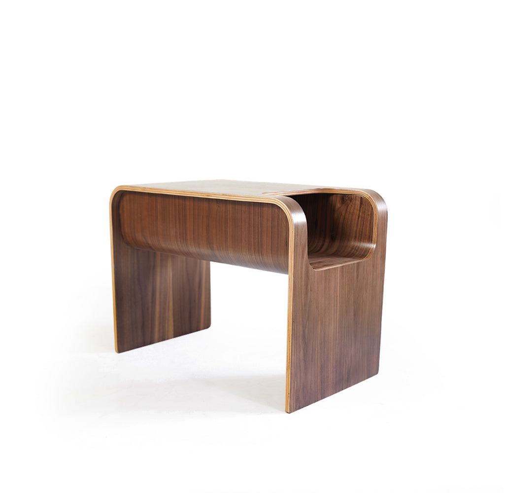 Matte plywood and veneer side table by BEACON with a sleek design, featuring a wooden finish and modern style.