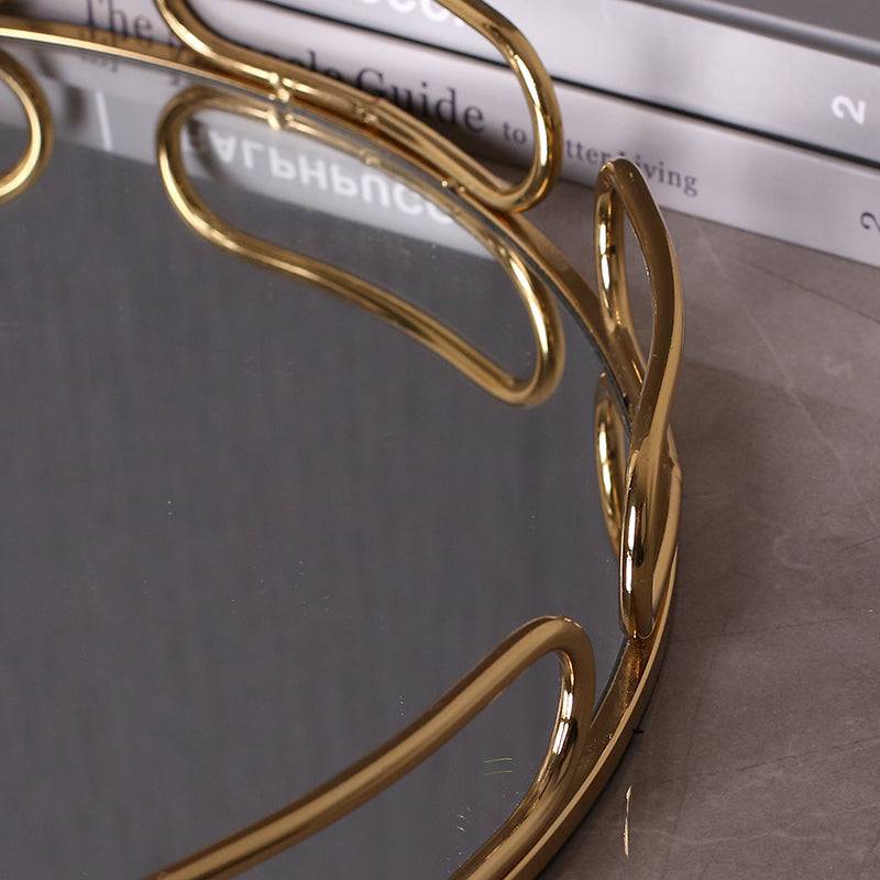 Metal & Glass Round Tray Facbj05-1 - Trays - ebarza Furniture UAE | Shop Modern Furniture in Abu Dhabi & Dubai - مفروشات ايبازرا في الامارات | تسوق اثاث عصري وديكورات مميزة في دبي وابوظبي