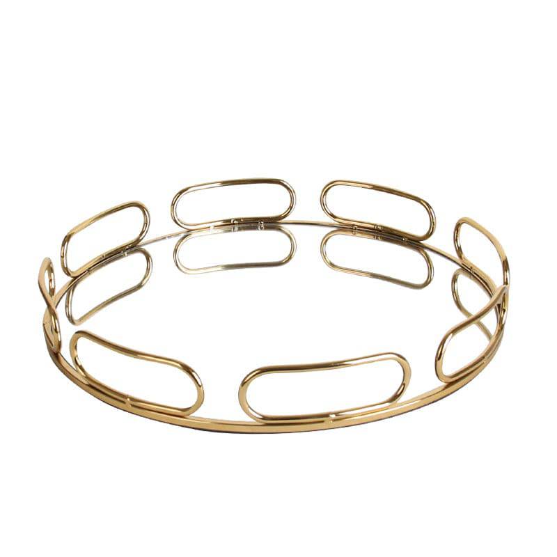 Metal & Glass Round Tray Facbj05-1 - Trays - ebarza Furniture UAE | Shop Modern Furniture in Abu Dhabi & Dubai - مفروشات ايبازرا في الامارات | تسوق اثاث عصري وديكورات مميزة في دبي وابوظبي