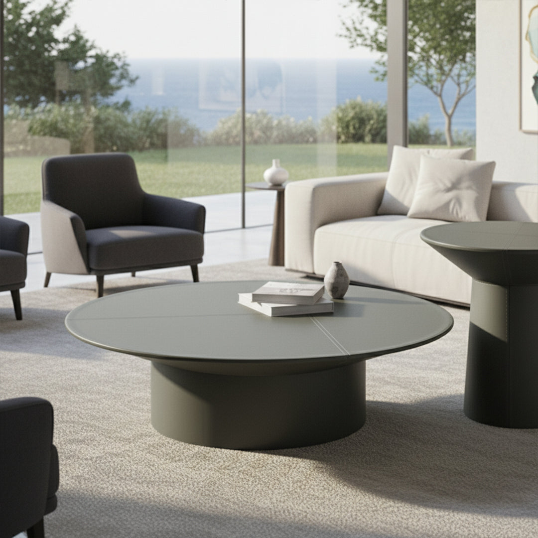 Microfiber and hard leather coffee table from BEACON, model CT-258, featuring a sleek design for modern living rooms.