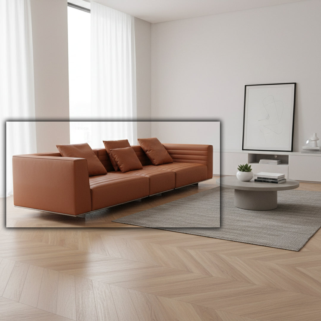 BEACON microfiber leather 3-seater sofa model ISF-2127/2 with modern design and plush cushions, ideal for living rooms.
