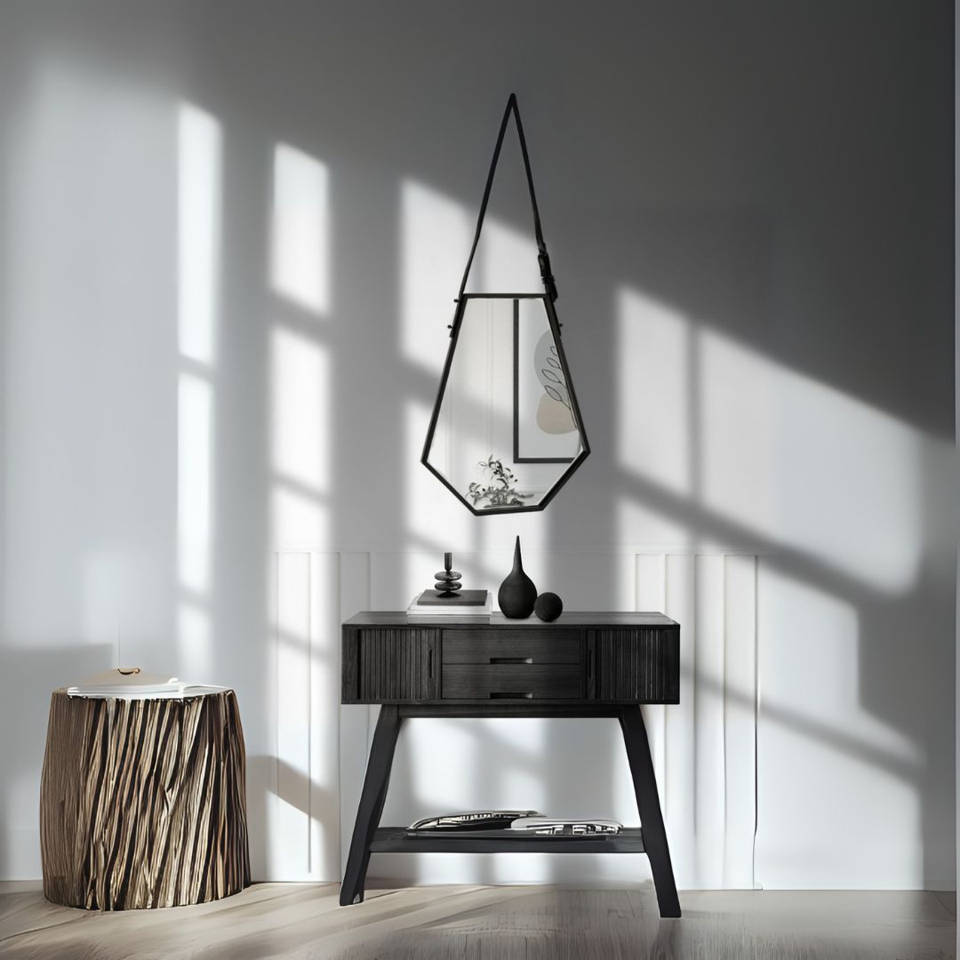 Mid-century French style mirror by BEACON, featuring elegant wooden frame and antique finish, suitable for vintage decor.