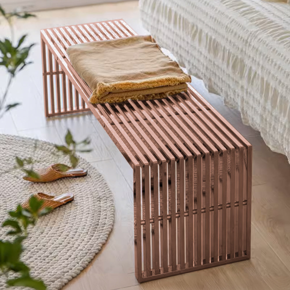 Mid Century Stainless Bench Psh-48-Rg - Benches - ebarza Furniture UAE | Shop Modern Furniture in Abu Dhabi & Dubai - مفروشات ايبازرا في الامارات | تسوق اثاث عصري وديكورات مميزة في دبي وابوظبي