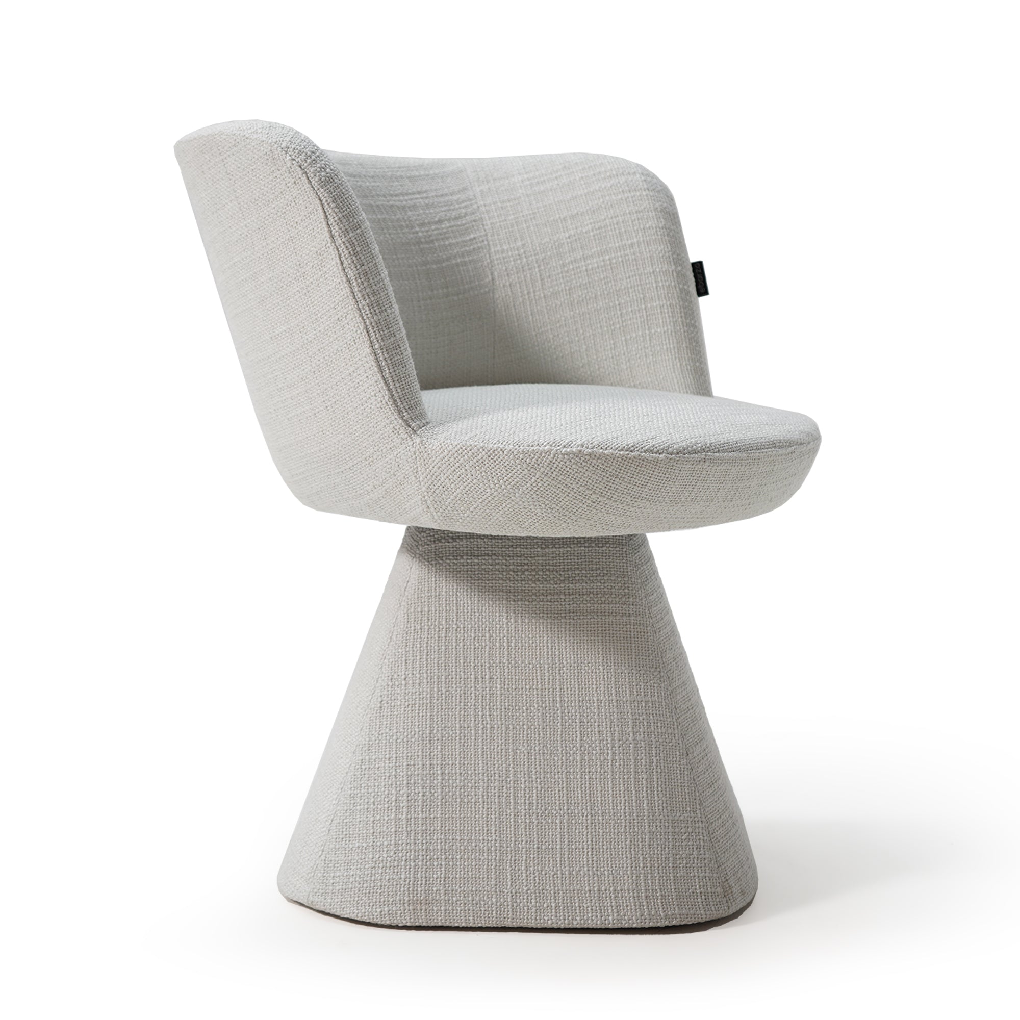 Minotti white dining chair with sleek modern design, featuring a cushioned seat and wooden legs for contemporary dining spaces.