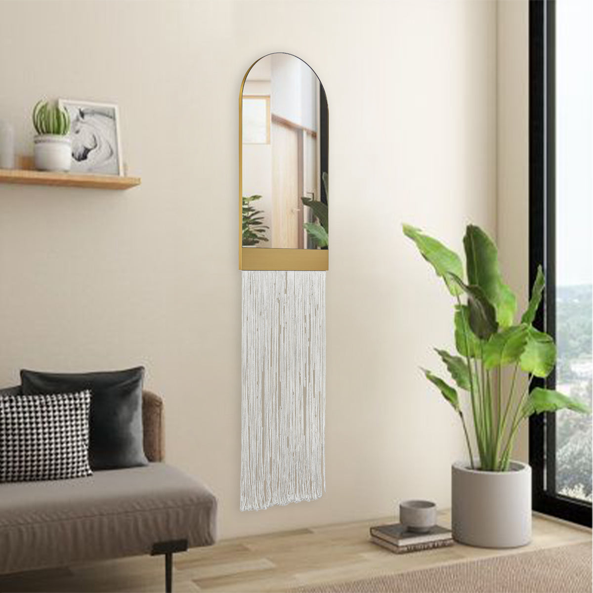 Round wall mirror with a rope frame, part of BEACON's SS+ Rope Mirror Wall Décor collection, model OA-9352.