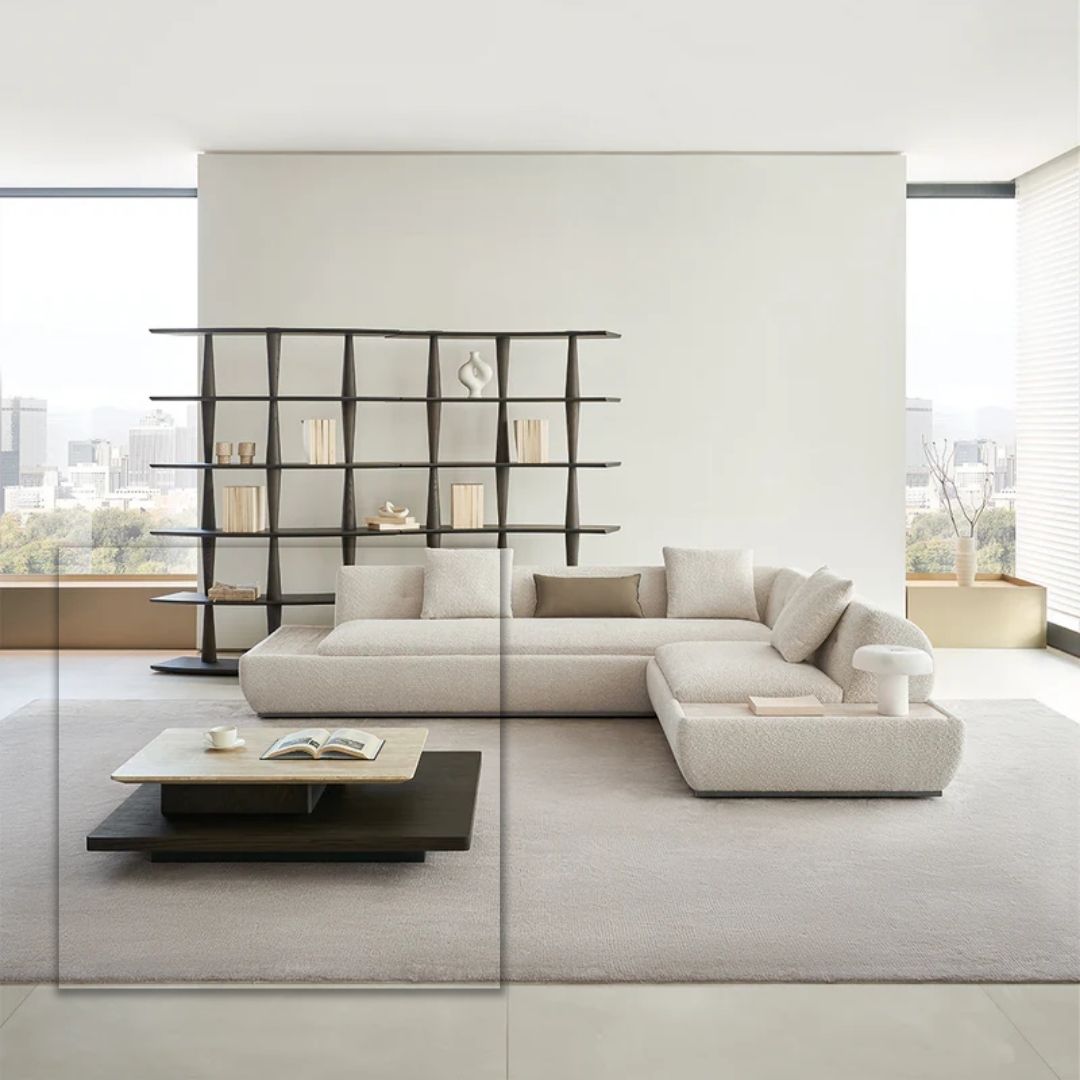 Miya Travertine Coffee Table by BEACON, modern living room centerpiece with sleek travertine top and sturdy base.