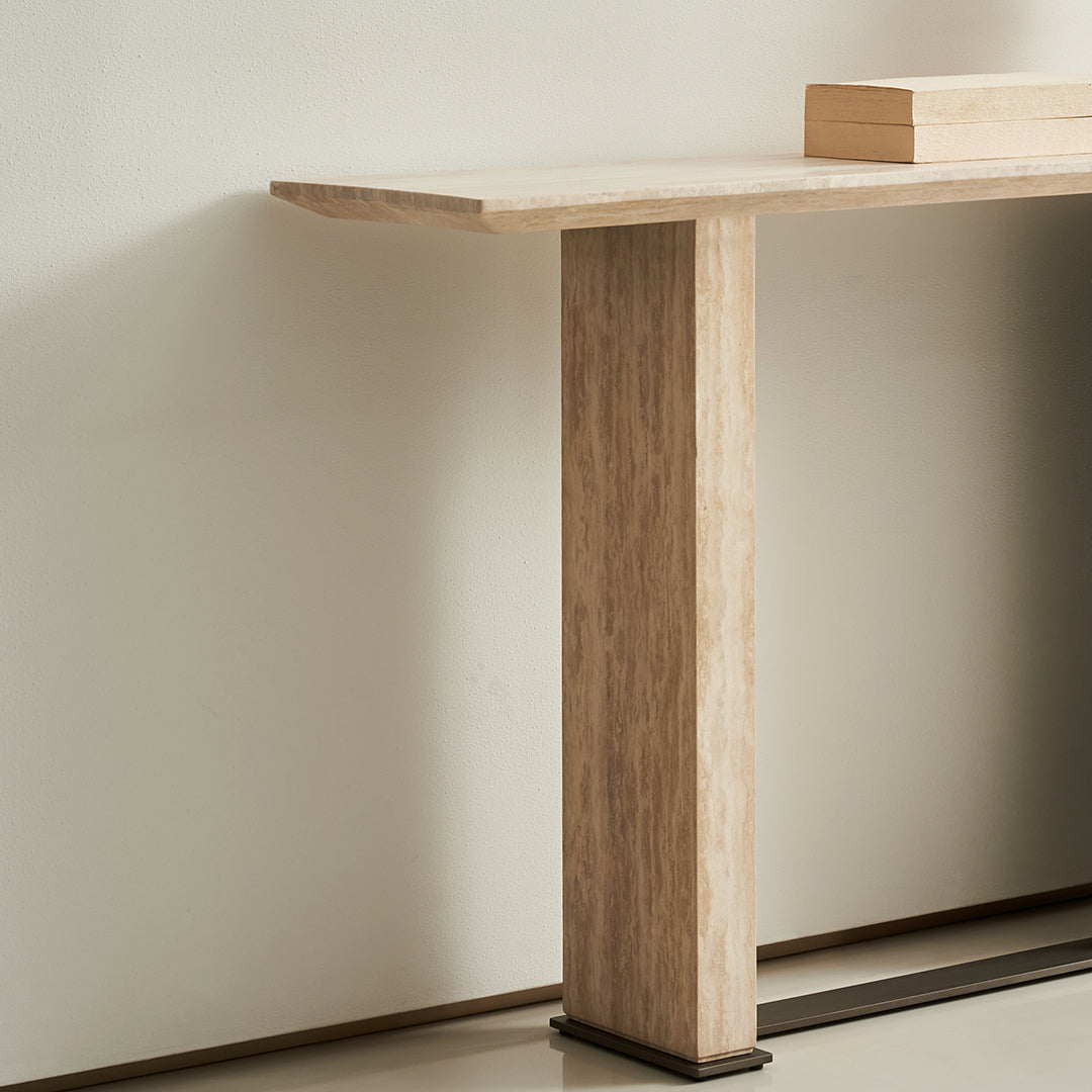 Miya Travertine Console - BMBO-XG80367 - Consoles - ebarza Furniture UAE | Shop Modern Furniture in Abu Dhabi & Dubai - مفروشات ايبازرا في الامارات | تسوق اثاث عصري وديكورات مميزة في دبي وابوظبي