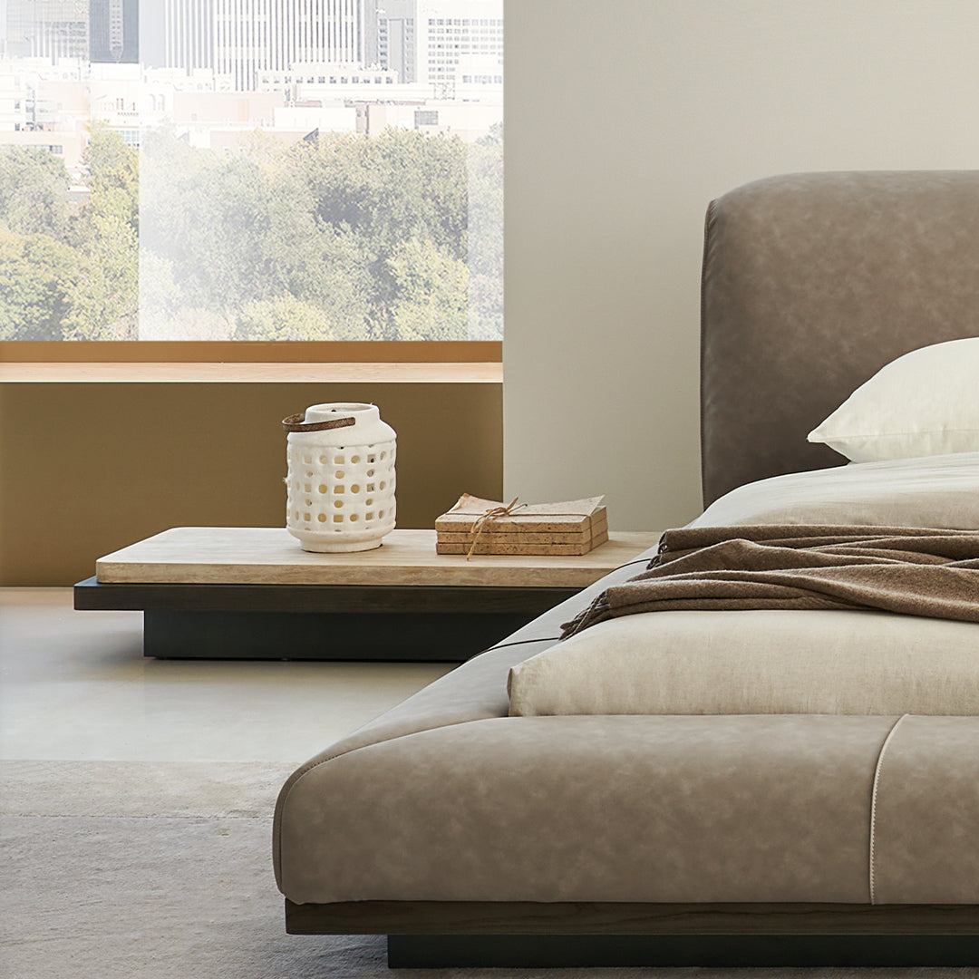 Miya Travertine Side Table - BMBO-BJ80350Y(CUS) - Side Tables - ebarza Furniture UAE | Shop Modern Furniture in Abu Dhabi & Dubai - مفروشات ايبازرا في الامارات | تسوق اثاث عصري وديكورات مميزة في دبي وابوظبي