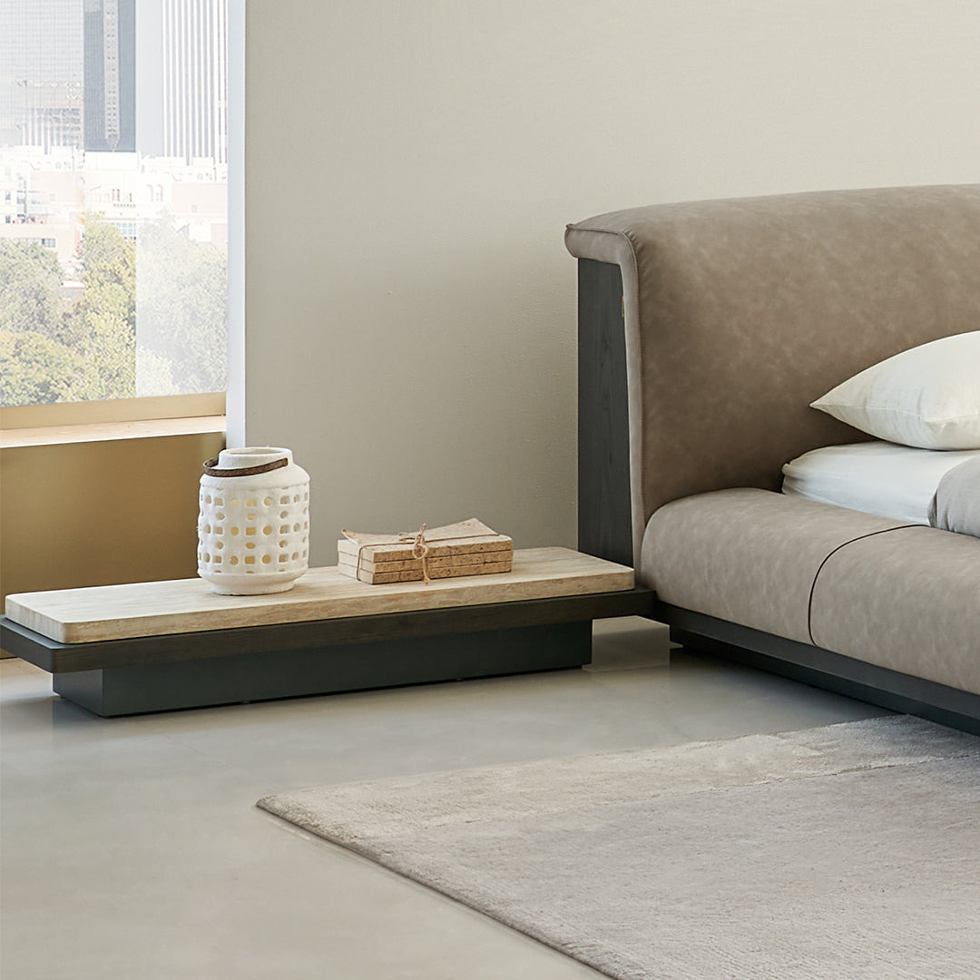 Miya Travertine Side Table - BMBO-BJ80350Y(CUS) - Side Tables - ebarza Furniture UAE | Shop Modern Furniture in Abu Dhabi & Dubai - مفروشات ايبازرا في الامارات | تسوق اثاث عصري وديكورات مميزة في دبي وابوظبي