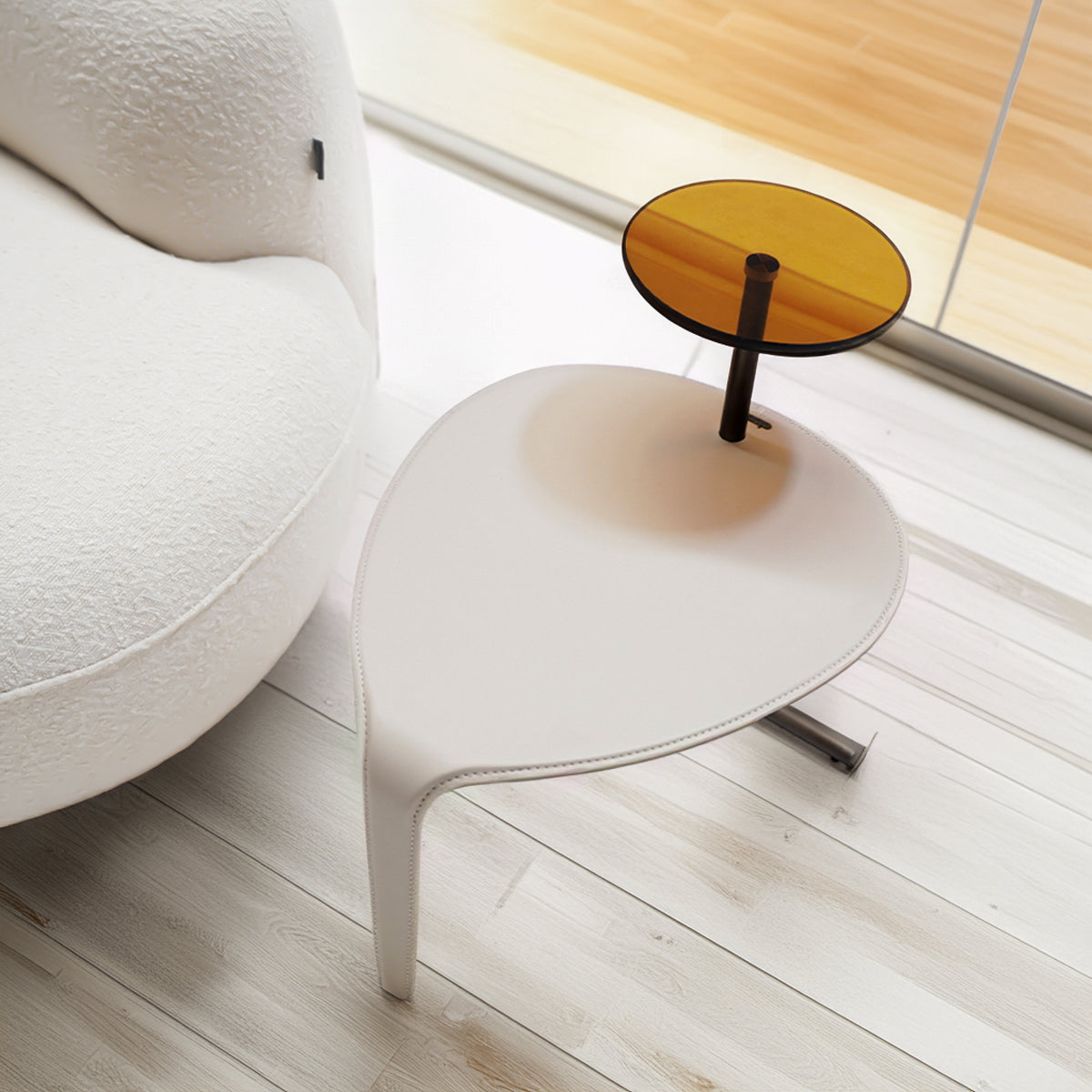 Modern nesting side tables by BEACON DJDG, sleek design with two stacked tables, ideal for living room or bedroom decor.