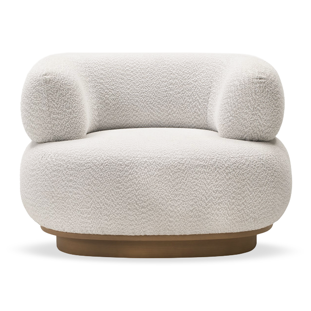 Modern RoundBack Chair With Ottoman - Ivory 17088Ra/ 17088E - Lounge Chairs - ebarza Furniture UAE | Shop Modern Furniture in Abu Dhabi & Dubai - مفروشات ايبازرا في الامارات | تسوق اثاث عصري وديكورات مميزة في دبي وابوظبي