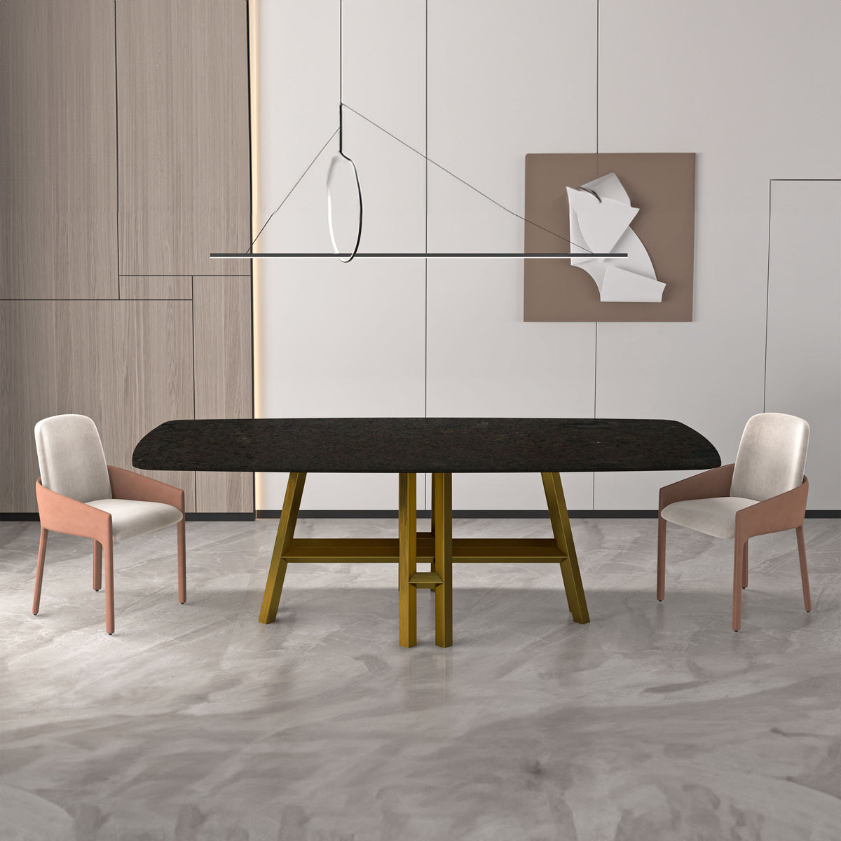 Montreal Natural Stone Dining Table by A2STONE showing a sleek rectangular surface with sturdy legs.