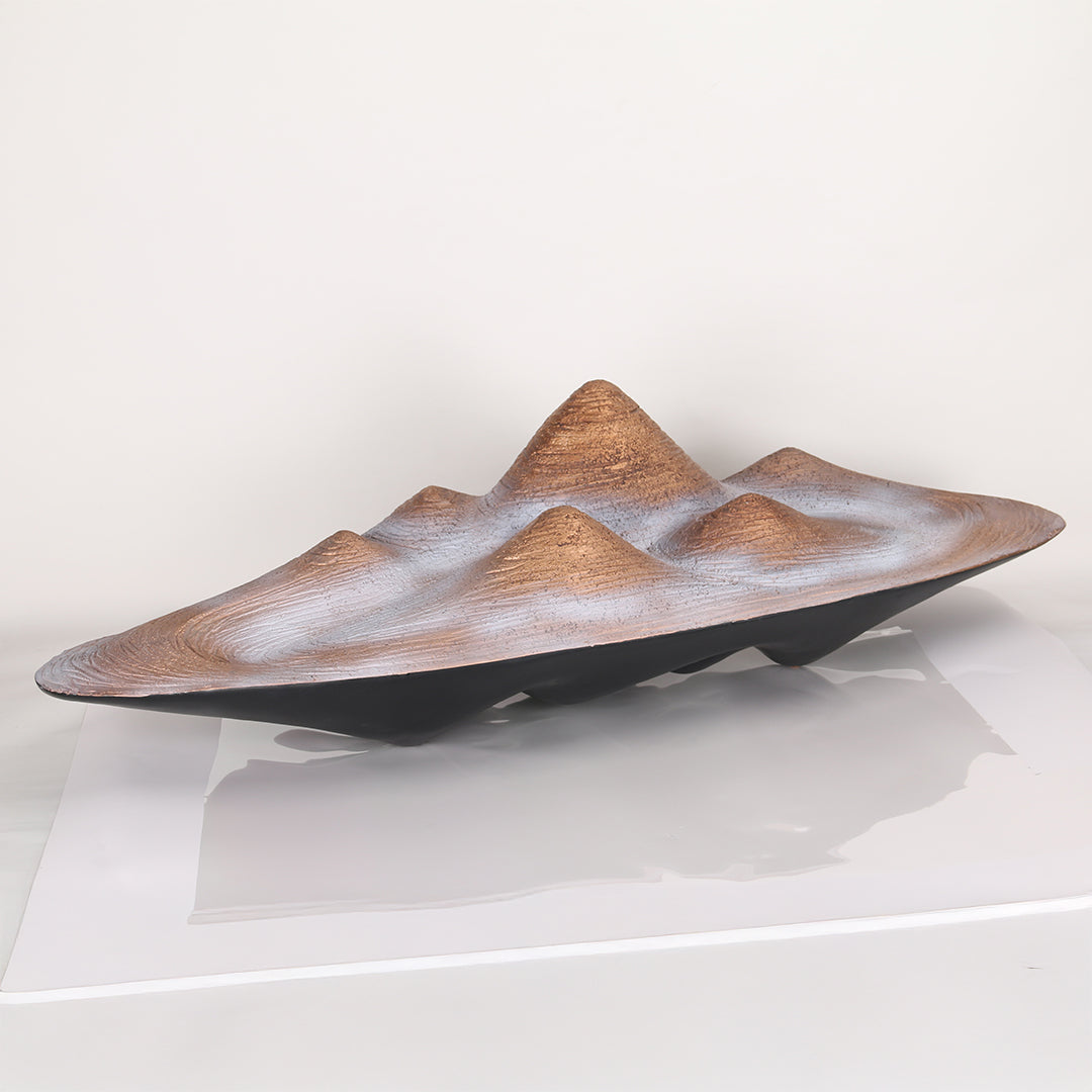 BEACON mountain sculpture home decor figurine, detailed mountain design in neutral tones, perfect for modern interior accents