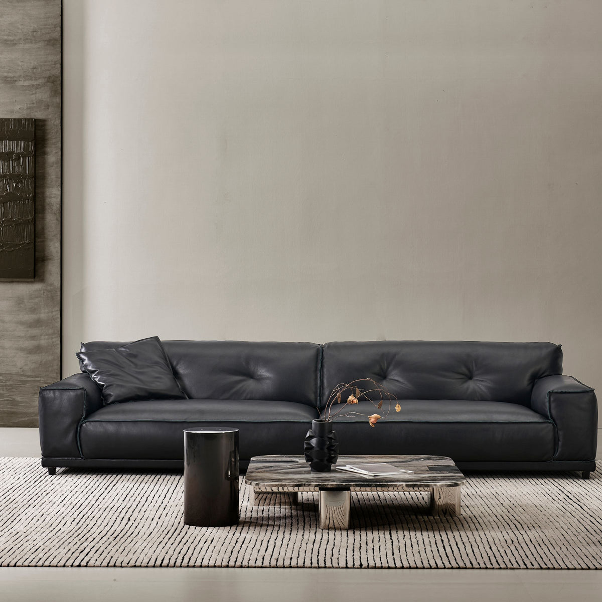 BEACON Murcia Natural Leather Sofa SF076-4, modern beige leather sofa with plush cushions and sleek design.