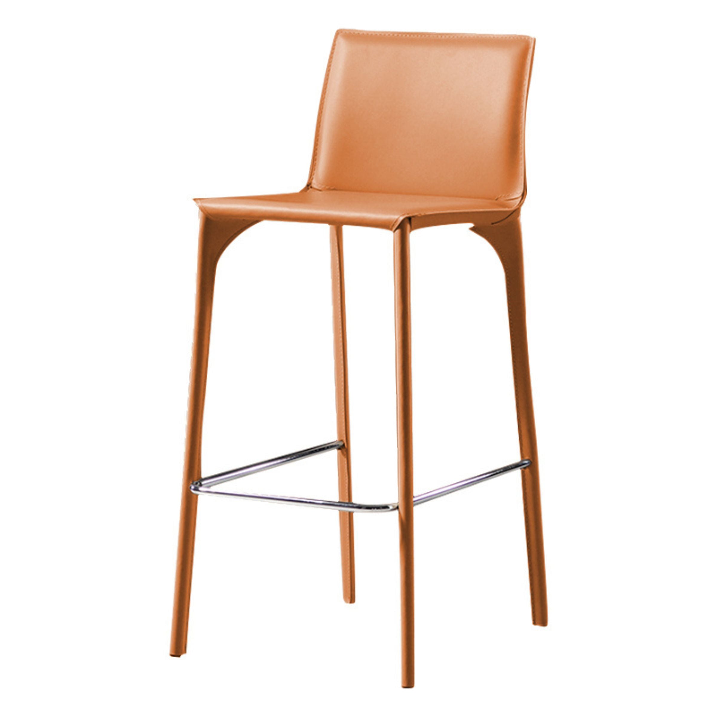 Mycroft Saddle Leather Bar Stool MLL-B43-orange - Bar Stools - ebarza Furniture UAE | Shop Modern Furniture in Abu Dhabi & Dubai - مفروشات ايبازرا في الامارات | تسوق اثاث عصري وديكورات مميزة في دبي وابوظبي